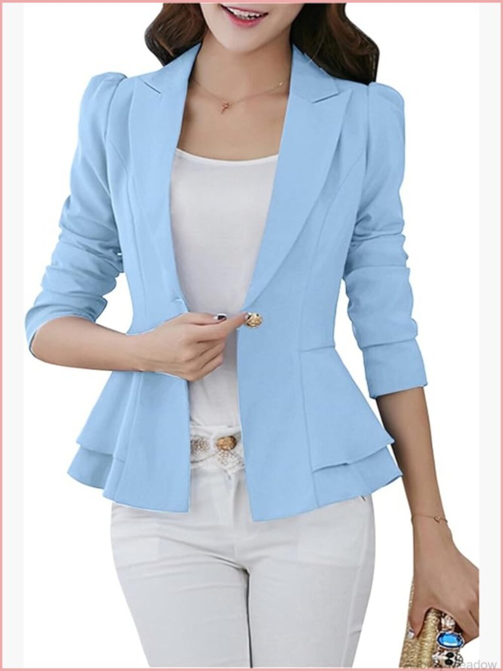 Button Down Open Front Long Sleeve Blazer Jacket Plus Size Office